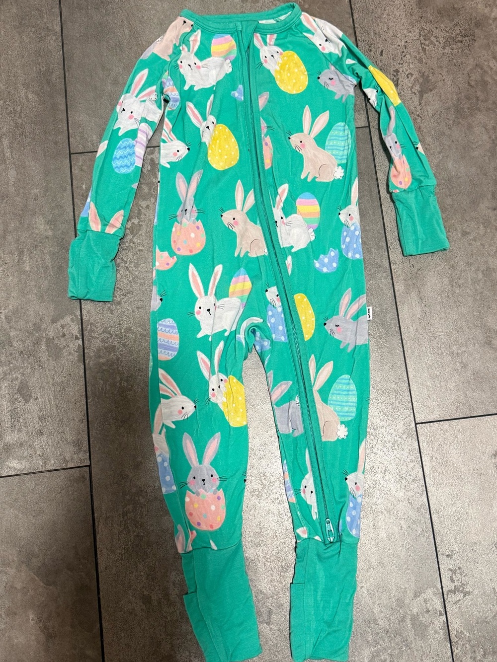 6 -12 Mo double zipper two way zipper convertible foot pajama Easter bunny egg
